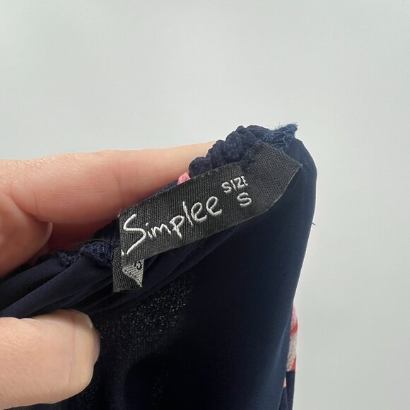 Simplee Deep V Neck Backless Floral Print Maxi Dress Women's Small - Picture 8 of 8